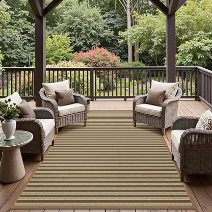 GENIMO Outdoor Rug for Patio Clearance, 6'x9' Reversible Plastic Straw Rugs, Lightweight Waterproof RV Camping Mat for Camper, Balcony, Deck, Backyard, Picnic, Brown & Beige