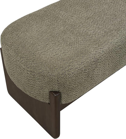 Virubi Elegant Upholstered Loop Yarn Ottoman, Dark Green End of Bed Entryway Benches, Corner Dining Bench Shoe Stool for Indoor Bedroom Living Dining Room (Dark Green)