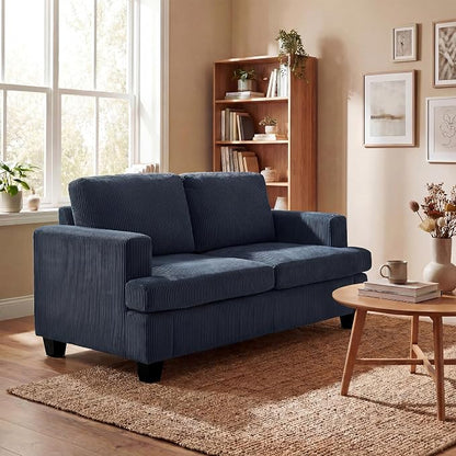 YOUDENOVA Sofa, 63” Comfy Loveseat Sofa with Deep Seats, Couch for Living Room, Modern Sleeper Couch, Blue Corduroy