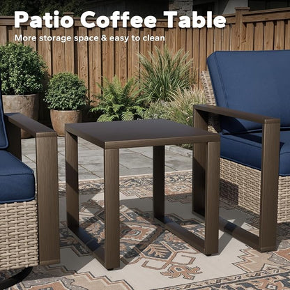Joyside Outdoor Patio Swivel Rocker Chairs, 3 Pieces Wicker Furniture Set, 2 Swivel Rocking Chairs and 1 Table, Metal Wide Armrest, Thick Cushions and Deep Seating for Garden, Backyard, Porch, Deck