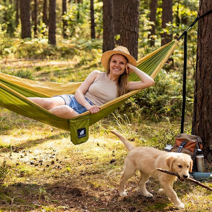SUNCREAT Hammocks Portable Camping Hammocks with Straps, Hanging Tree Hammock, Green