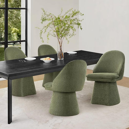 KISLOT Swivel Dining Chairs Modern Desk Chair Upholstered Linen Fabric Side Chair for Kitchen Dining Room Bedroom,Moss Green,1 Box