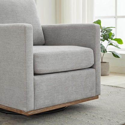 Grey Swivel Accent Chair Set of 2, 360 Degree Square Swivel Chair for Living Room, Mid Century Modern Upholstered Barrel Chair,Comfy Sofa Armchairs for Bedroom,Nursery,Chenille-1