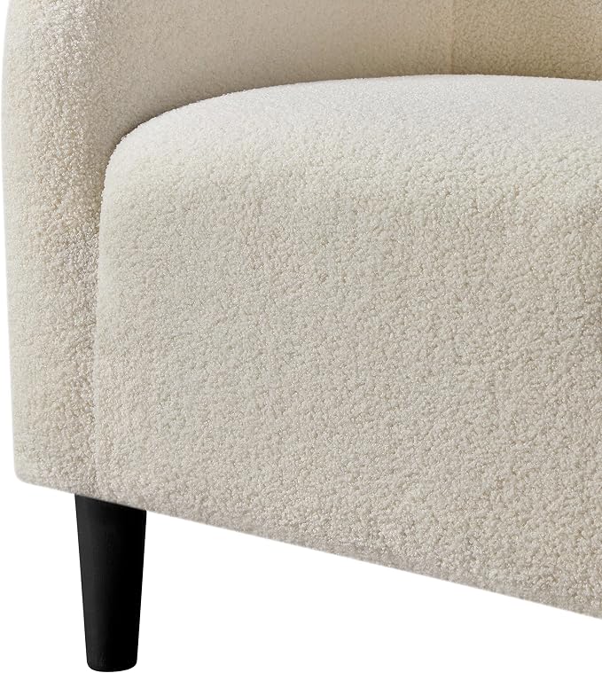 Topeakmart Barrel Chair, Soft Sherpa Accent Chair Side Chair Club Chair Modern Style Deep Seating Barrel Armchair for Living Room Furniture Reading Room Bedroom Ivory