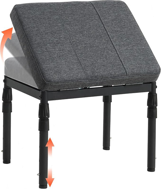 TIOPGHAD Adjustable Ottoman Pouf Footrest, 60 Degree Tilt, Carbon Gray | 4-Height, 28 Positions, Iron frame, Foam Cushion, 15.74 x 11.81 x 13.34 in, Under Desk, Living room, Home Office