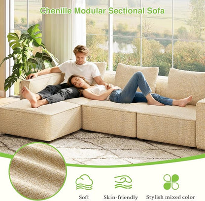 Welzona 75" loveseat Sofa, Comfy Chenille Love Seat, Wood Frame Small Couches for Small Spaces, Tool-Free Setup 2 Seater Modern Loveseat, 22"Deep Seat Sofas for Living Room, Apartment, Bedroom, Camel