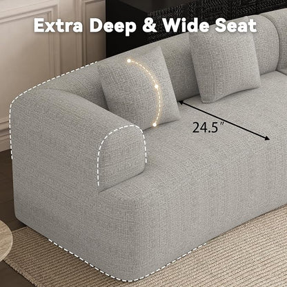 147" Oversized Sectional Sofa for Living Room, Large Modern Chenille Curved Cloud Couch, Luxury Plush 6-Seater Extra Deep Seat Boucle Boneless Couch, No Assembly Required, Beige White