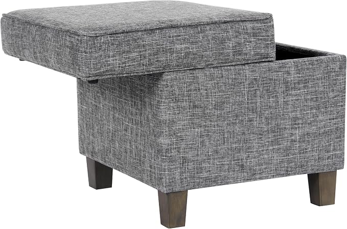 HomePop 18" Classic Square Storage Ottoman - Slate Grey