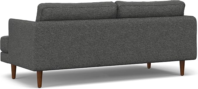SIMPLIHOME Livingston 76" Wide x 33" High Sofa in Charcoal Grey Woven-Blend Fabric, Handcrafted Loveseat Couch for Living Room or Family Room, Mid-Century Modern Style, Solid Wood Frame