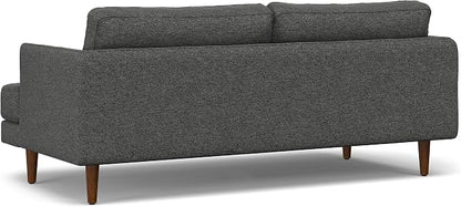 SIMPLIHOME Livingston 76" Wide x 33" High Sofa in Charcoal Grey Woven-Blend Fabric, Handcrafted Loveseat Couch for Living Room or Family Room, Mid-Century Modern Style, Solid Wood Frame
