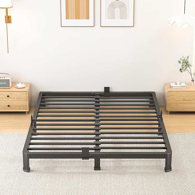 Superay 10 Inch Full Size Metal Platform Bed Frame with Round Corners, Storage Space Under High Bed Frame-Heavy Duty Steel Slats Support, Noise Free - Easy Assembly - No Box Spring Needed