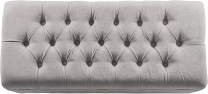 Homepop Home Decor | Tufted Ainsley Button Storage Ottoman Bench with Hinged Lid | Ottoman Bench with Storage for Living Room & Bedroom, Grey