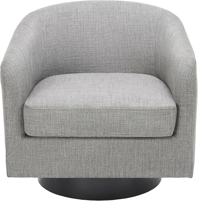 Swivel Barrel Accent Chair Armchair, Round Club Arm Chair in Fabric for Lving Room, Modern Upholstered Small Bedroom Single Sofa Side Seat, Set of 4, Light Gray