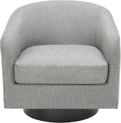 Swivel Barrel Accent Chair Armchair, Round Club Arm Chair in Fabric for Lving Room, Modern Upholstered Small Bedroom Single Sofa Side Seat, Set of 4, Light Gray