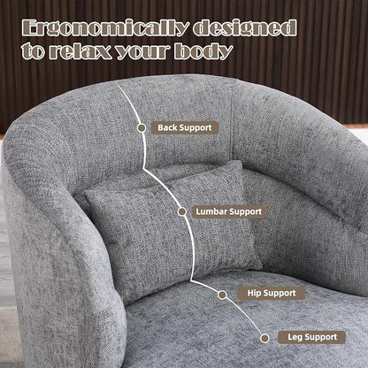 CANMOV Swivel Accent Chair Set of 2, 360 Degree Round Swivel Barrel Chair with Pillow, Upholstered Comfy Barrel Armchair Single Club Sofa Chair for Living Room, Bedroom, Reading Room,Dark Grey