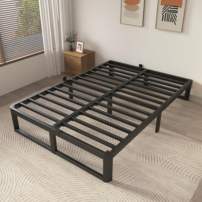 ZTH Full Size Metal Platform Bed Frame 12 in, No Box Spring Needed, Black | Heavy duty support, Underbed storage, Noise-free design, Anti-slip clips, Rounded legs, Easy assembly, Headboard compatible