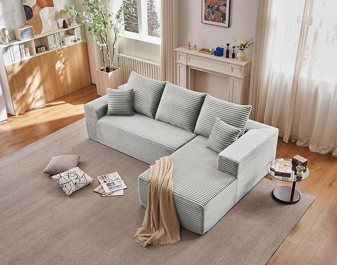 107.5" Cloud Sectional Couch with L-Shape Chaise, Modern Cloud Couch with Deep Seat, Modular Sectional Couches for Living Room, Apartment, Office, No Assembly Required