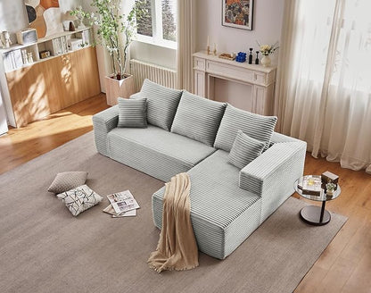 107.5" Cloud Sectional Couch with L-Shape Chaise, Modern Cloud Couch with Deep Seat, Modular Sectional Couches for Living Room, Apartment, Office, No Assembly Required