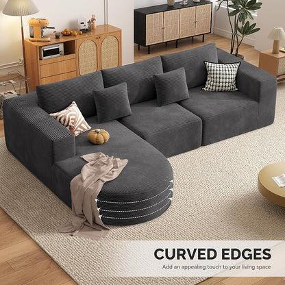 Boneless Couches for Living Room,Cloud Sectional Couch with L-Shape Chaise,Modern Modular Sofa with Deep Seat Upholstered Comfy Couches for Bedroom,No Assembly Required,1PCS