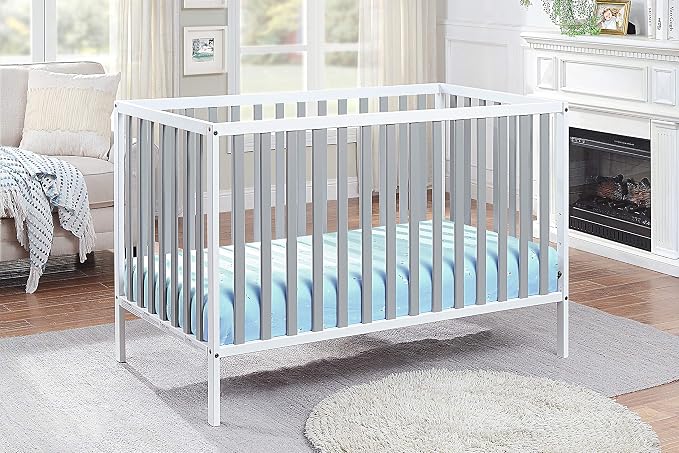 Baby Cache Deux Remi Island 3-in-1 Convertible Baby Crib (Do Re Me) White & Gray