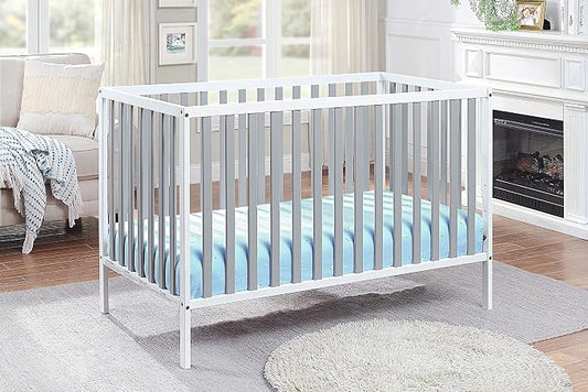 Baby Cache Deux Remi Island 3-in-1 Convertible Baby Crib (Do Re Me) White & Gray