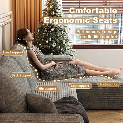 AUGOP 108" Sectional Couches for Living Room Modern Modular Sofa with L-Shape Couchs Upholstered Boneless Couch Deep Seat Sectional Couch with Chaise (Camel, Right Facing Chaise+2Seaters)