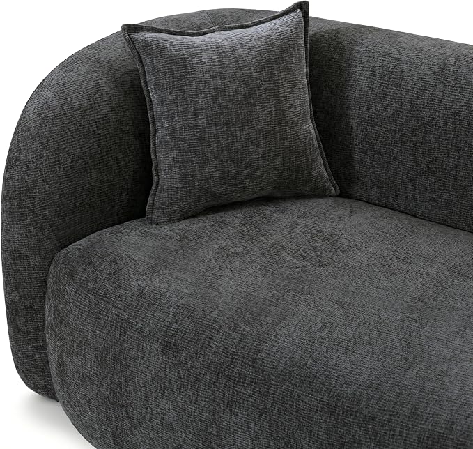 Curved Sectional Sofa with Chaise, 128" Oversized Cloud Couch, Chenille Fabric, High-Density Foam, Deep Seating, No Assembly, L-Shaped Sectional, Modern Living Room Sofa, Gray+Charcoal