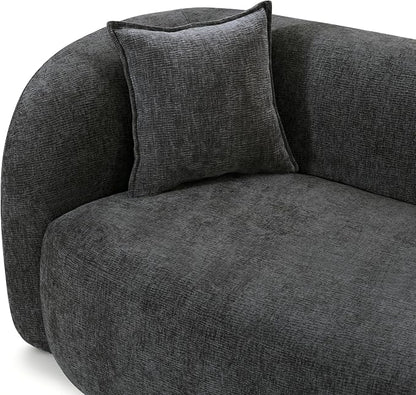 Curved Sectional Sofa with Chaise, 128" Oversized Cloud Couch, Chenille Fabric, High-Density Foam, Deep Seating, No Assembly, L-Shaped Sectional, Modern Living Room Sofa, Gray+Charcoal
