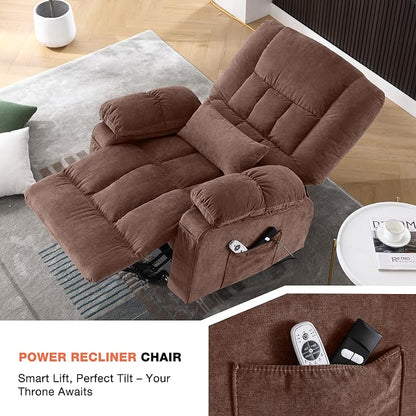 MAHOMICO Power Lift Recliner Chair for Elderly with Vibration Massage and Lumbar Heating, Electric Lift Recliner Single Sofa with Side Pocket and USB Charge Port for Living Room