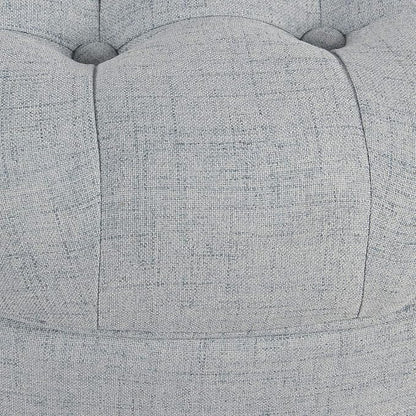 HomePop 25" Button Tufted Round Storage Ottoman - Light Blue