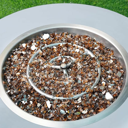 Skyflame 15-Pounds Fire Glass, 1/2-Inch High Luster Copper Reflective Fire Glass for Gas Fireplace, Fire Pit and Landscaping