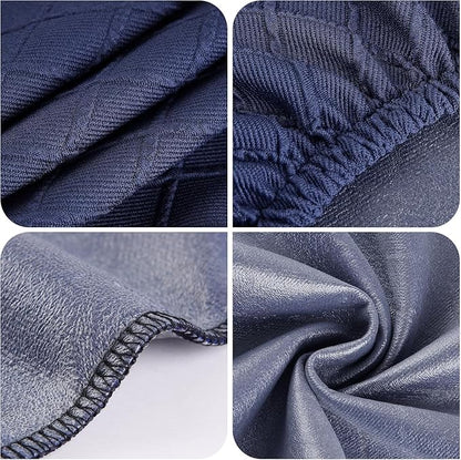 YISUN Stool Covers Rectangle - 4 Pack Stretch Waterproof Saddle Seat Cover Counter Bar Stools Bar Chairs Covers Kitchen Island Chairs Cushion Protector (4, Argyle-Navy Blue)