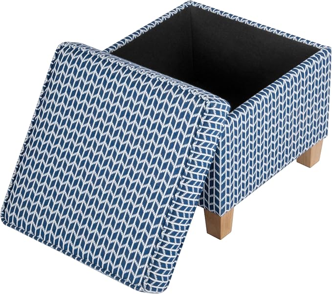 HomePop 18" Classic Square Storage Ottoman - Blue Chevron Print