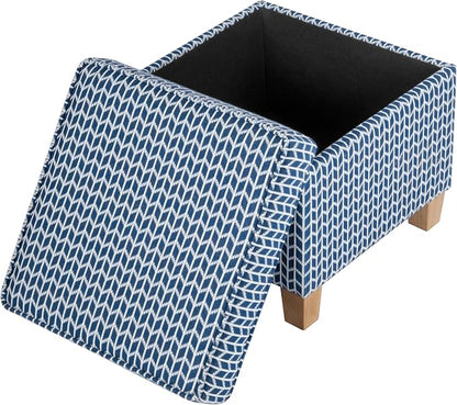HomePop 18" Classic Square Storage Ottoman - Blue Chevron Print