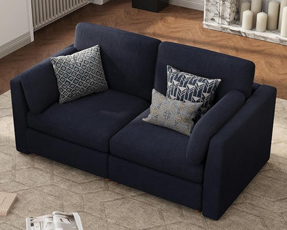 Oversized Modular Sectional Sofa Loveseat Cloud Couches Blue | 2-Seater Deep Seat Couch for Living Room, Luxury Comfortable sofa, Solid Wood Frame, Removable Washable Cover