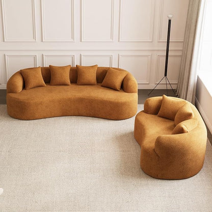 69" Curved Loveseat Sofa for Living Room, Modern Chenille Love Seat Cloud Couch, Luxury Plush Extra Deep Oversized Sofa for Small Spaces, Bedroom, Apartment‌, No Assembly Required, Orange