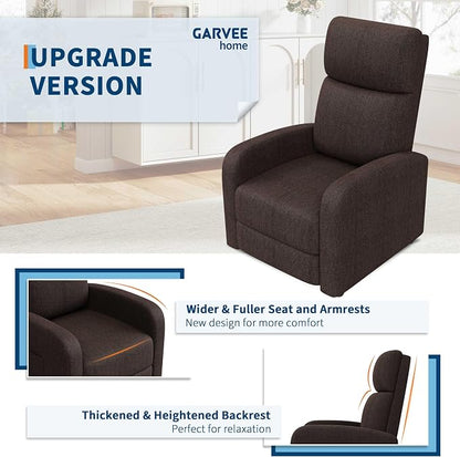Garvee Recliner Chair for Adults Set of 2 PU Leather Lazy Recliner Ergonomic Adjustable Single Sofa Enhanced with Side Pocket, Tall Back, Wide Arms & Padded Seat, Home Theater Seating for Living Room