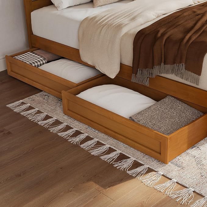 AFI, Mid-Century Modern Under Bed Storage Drawers, Queen/King/Twin XL, Light Toffee
