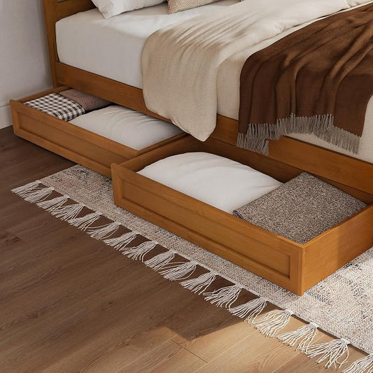 AFI, Mid-Century Modern Under Bed Storage Drawers, Queen/King/Twin XL, Light Toffee