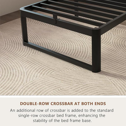 ZTH Twin Size Metal Platform Bed Frame 12 in, No Box Spring Needed, Black | Heavy duty support, Underbed storage, Noise-free design, Anti-slip clips, Rounded legs, Easy assembly, Headboard compatible