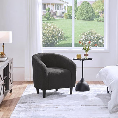 Topeakmart Barrel Chair, Soft Sherpa Accent Chair Side Chair Club Chair Modern Style Deep Seating Barrel Armchair for Living Room Furniture Reading Room Bedroom, Dark Gray