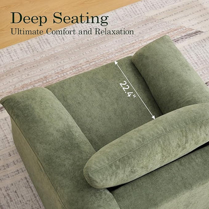 Boneless Single Sofa Chair, Modern Cloud Accent Chair, Comfy Deep Seat Couch for Living Room, Bedroom, Apartment, Small Space, No Assembly, Green