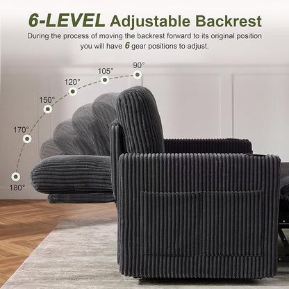 Oversized Sectional Sleeper Sofa with Pull Out Bed, Plush Corduroy 9 Seat Modular Sofa with Storage Chaise and Adjustable Backrest, Cloud Couches for Living Room, Apartment, Green