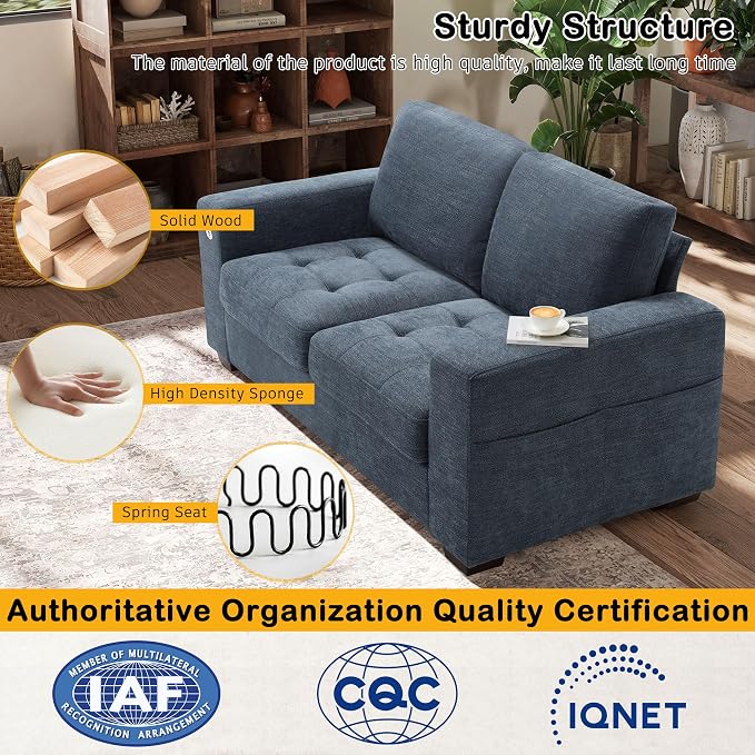Hanherry 70" Loveseat Sofa for Living Room, Modern Comfy Couch with Medium Firm Seat Cushion, Removable Cover,Wide Armrest,USB/Type-C Port,Chenille Fabric Couches for Small Space,Apartment,Bedroom