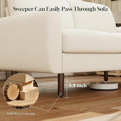 WorthFurni 68" Loveseat Sofa, Comfy Chenille Fabric Couches for Living Room with Spring Cushion and Solid Wood Frame, Modern Deep Seat Couch for Bedroom, Apartment, Office, Easy Assembly, Beige