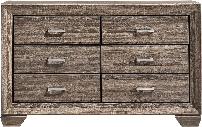 Coaster Home Furnishings Kauffman Transitional 4-Piece Bedroom Set California King Size Panel Bed Frame 54-inch Headboard Washed Taupe 204191KW-S4