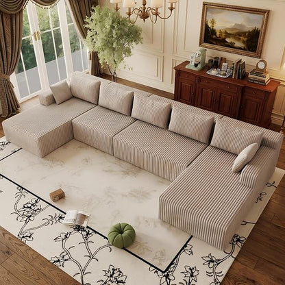 Flexible Combination Cloud Sectional Boneless Couches with Double Chaise,157" Oversized U Shaped Modular Sofa No Assembly Required Foam-Filled Deep Seat Sofa & Couch for Living Room,Apartment
