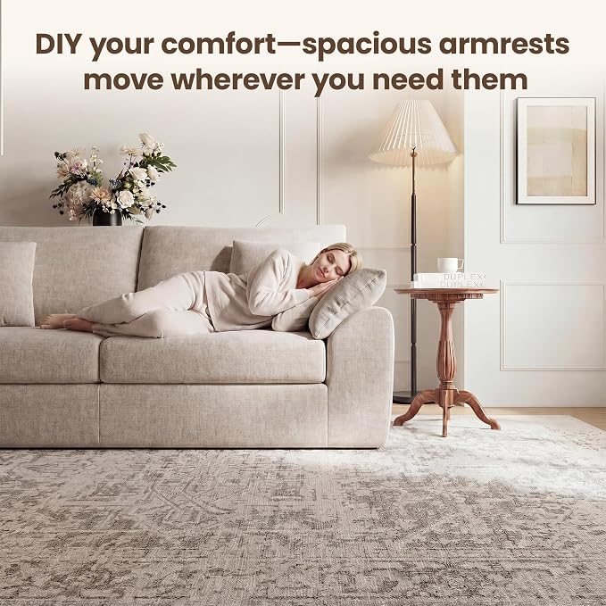 90" Boneless Loveseat Sofa, Polyester Fabric 2-Seater Couch with 4 Pillows, No Assembly Required, Soft High Density Foam Cushion, Rectangular Track Arm Sofa for Living Room Bedroom Apartment (Camel)