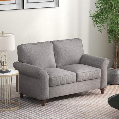 Bonzy Home 57" Loveseat Sofa, 2 Seater Sofa for Living Room, Upholstered Comfy Sofa Couch for Small Space, Living Room, Apartment, Office, Grey