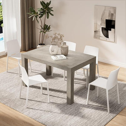 Mobili Fiver, Iacopo Extendable Dining Table, 55.1(86.6) x35.4 in, Concrete Effect, Grey, for 6-10 People, Expandable Dining Table for Kitchen, Living Room, Italian Furniture